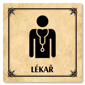 Lékař, 80x80mm, pergamen, Nebraska